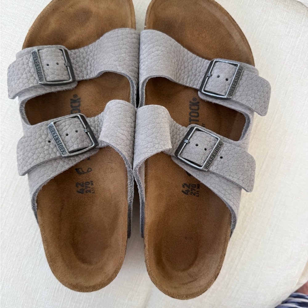 Birkenstock Arizona Desert Slide Whale Gray Nubuck Size 42 9-9.5 Great Condition - Picture 2 of 13